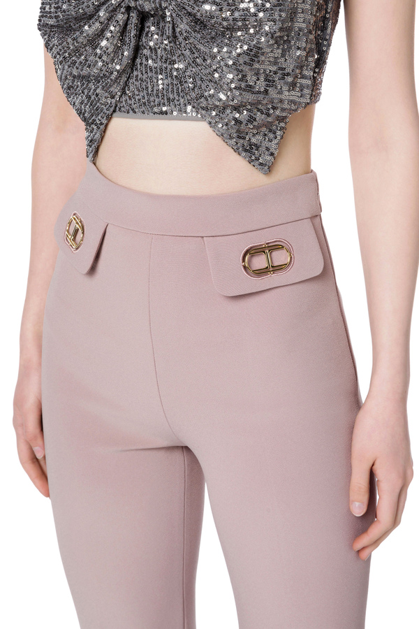 Elisabetta Franchi flared trousers with logo - Elisabetta Franchi® Outlet