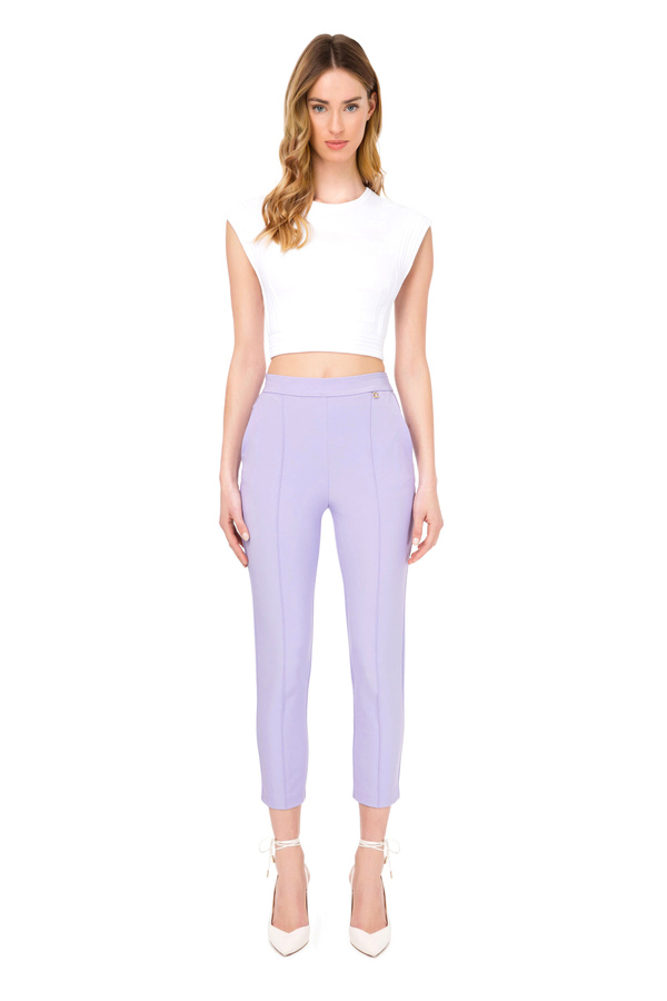 Straight trousers with Elisabetta Franchi charm - Elisabetta Franchi® Outlet