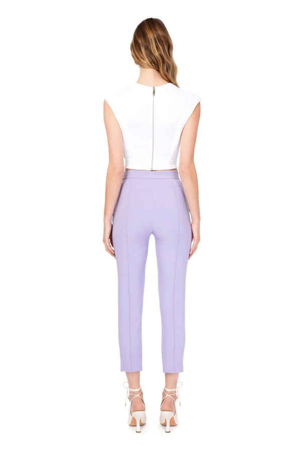 Straight trousers with Elisabetta Franchi charm - Elisabetta Franchi® Outlet