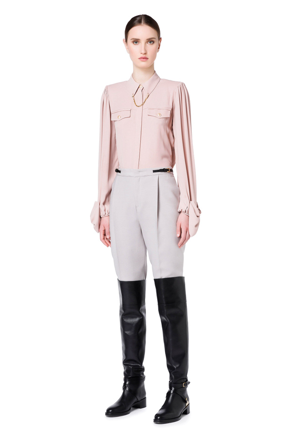 Pantalon avec petite ceinture et détail boucle - Elisabetta Franchi® Outlet