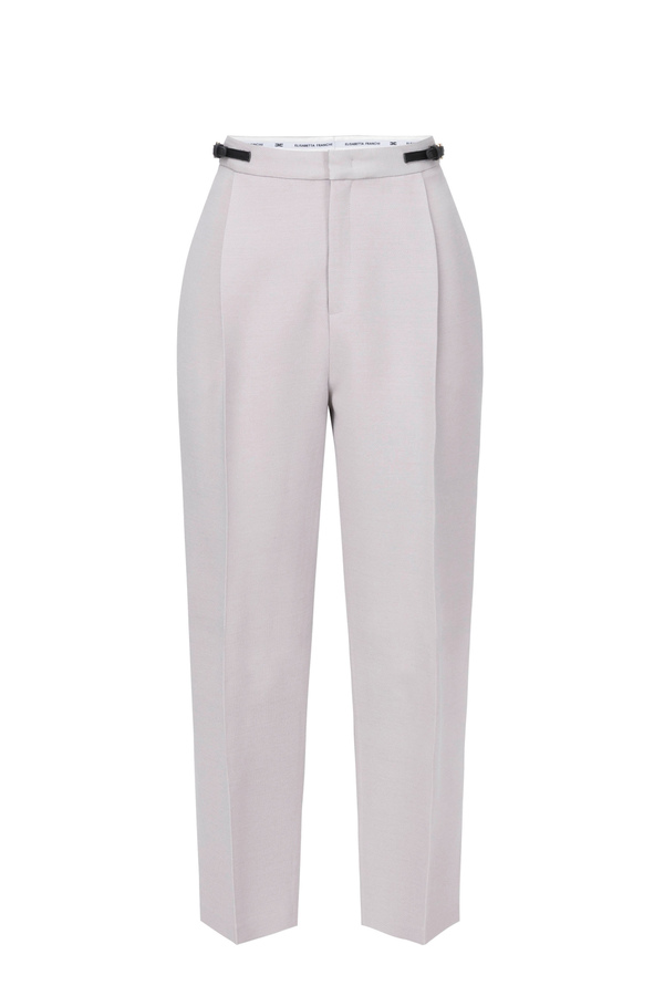 Pantalon avec petite ceinture et détail boucle - Elisabetta Franchi® Outlet