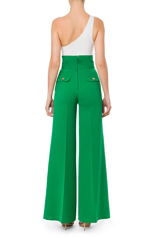 Palazzo trousers with gold buttons - Elisabetta Franchi® Outlet