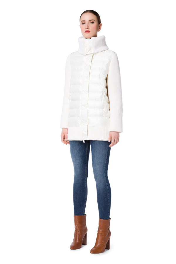 Stretch quilted jacket with maxi collar - Elisabetta Franchi® Outlet