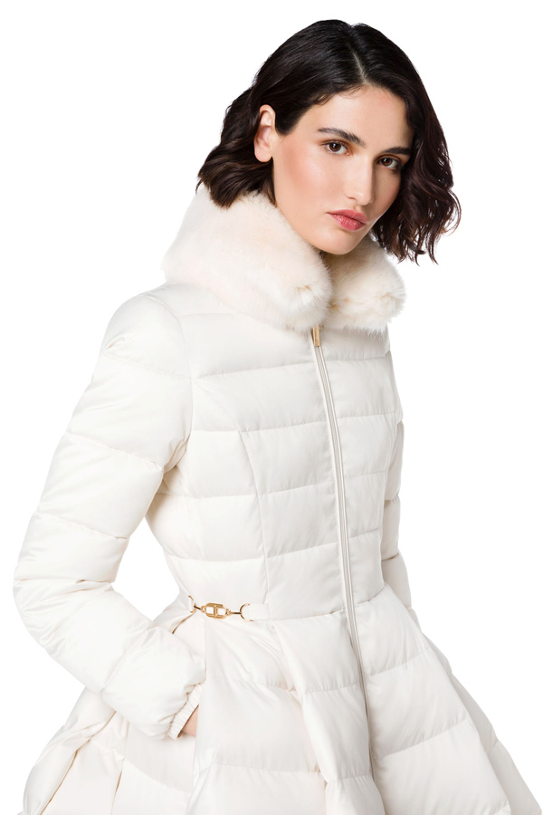 Circle quilted jacket with light gold horsebit - Elisabetta Franchi® Outlet
