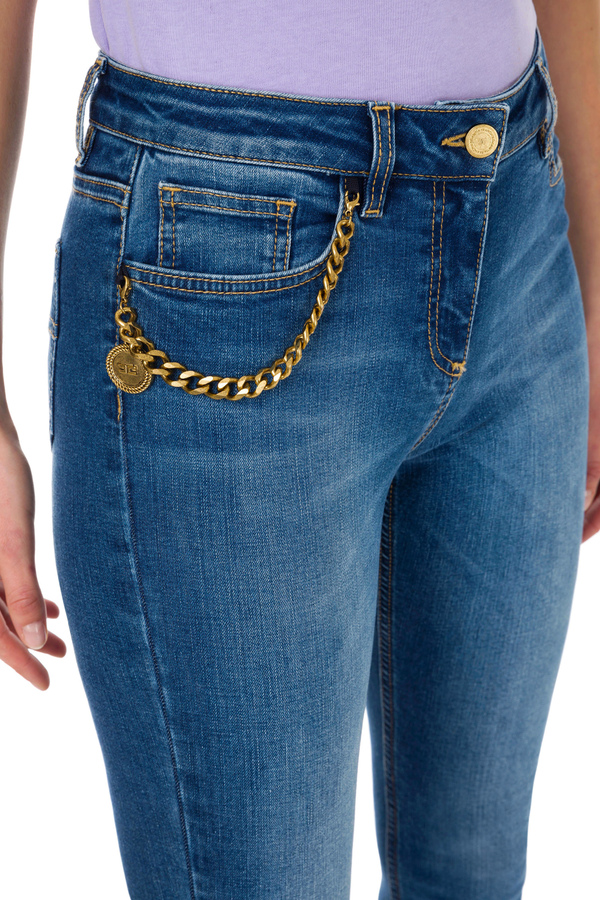 Skinny jeans with aged gold charm - Elisabetta Franchi® Outlet