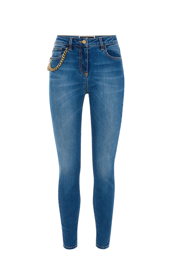 Jeans skinny con charm in oro vecchio - Elisabetta Franchi® Outlet