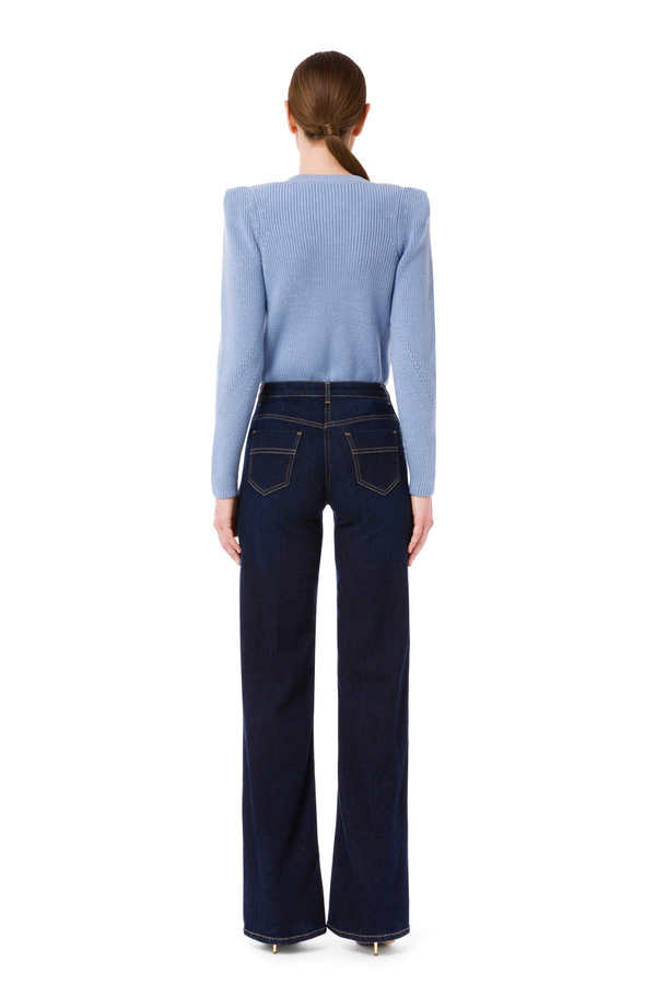 Jeans im Palazzo-Stil mit aufgebrachtem Logo - Elisabetta Franchi® Outlet