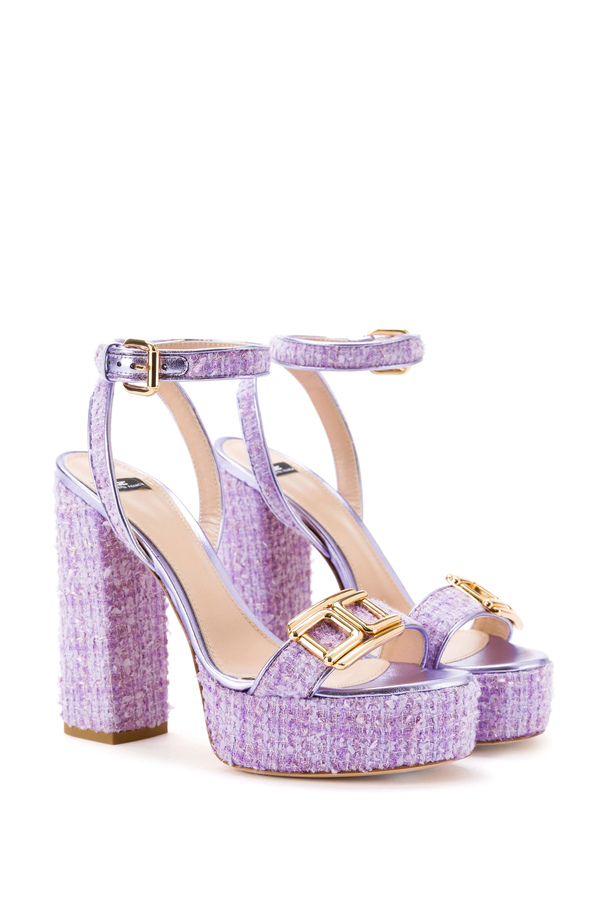 Platform sandals with gold buckle - Elisabetta Franchi® Outlet