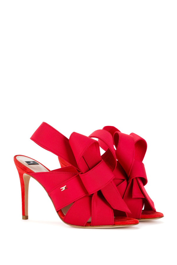 Fabric sabot shoes with bow - Elisabetta Franchi® Outlet