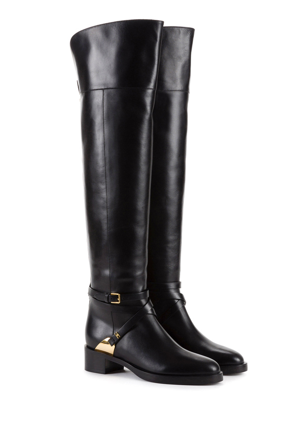 Equestrian style boots with crossover strap - Elisabetta Franchi® Outlet