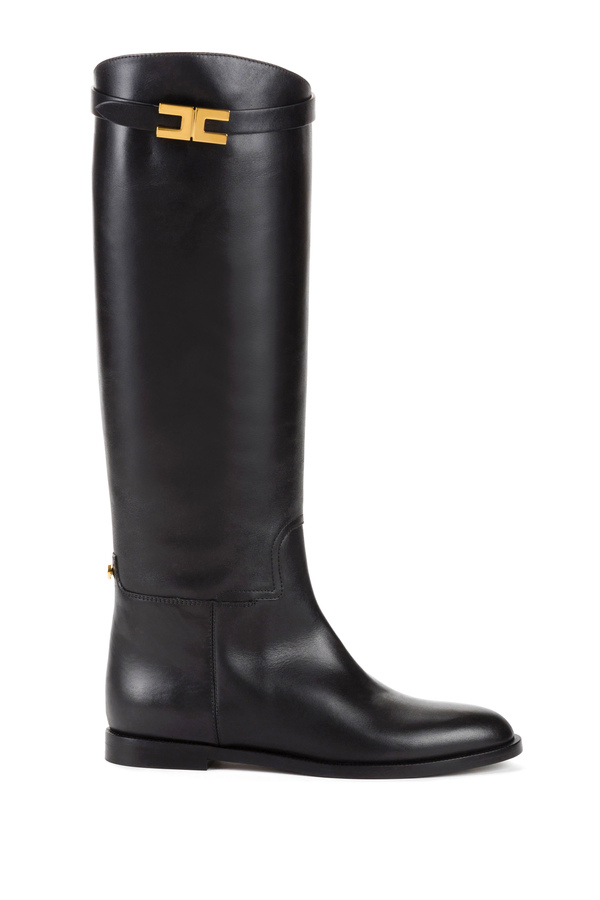 High boots with logoed buckle by Elisabetta Franchi - Elisabetta Franchi® Outlet