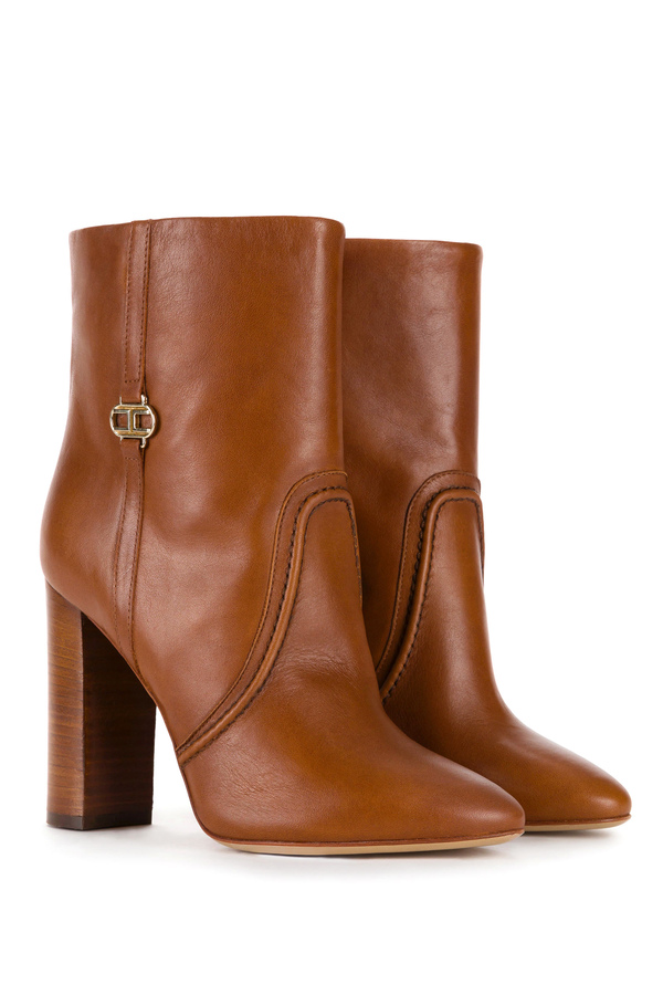 Elisabetta Franchi ankle boots with light gold logo - Elisabetta Franchi® Outlet