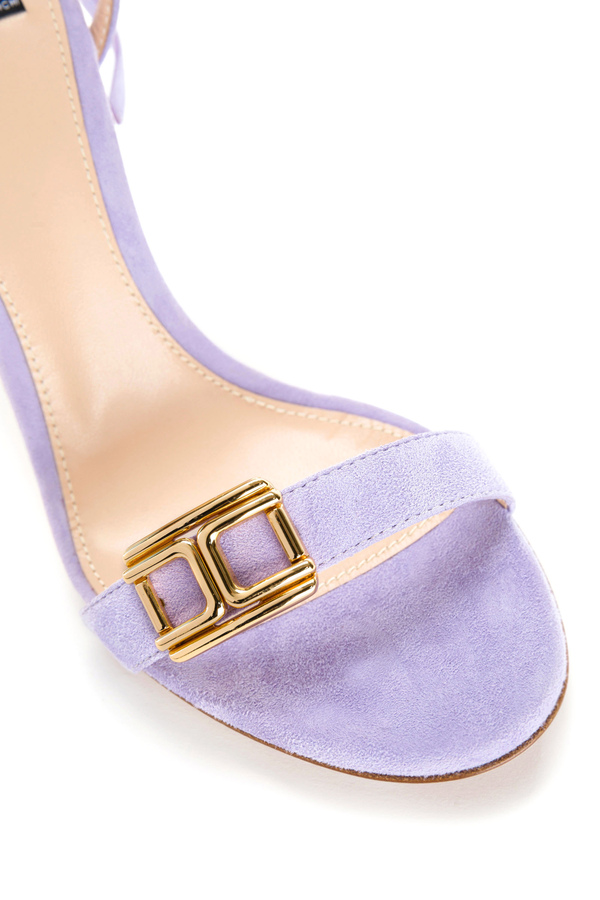Laced suede leather sandals - Elisabetta Franchi® Outlet