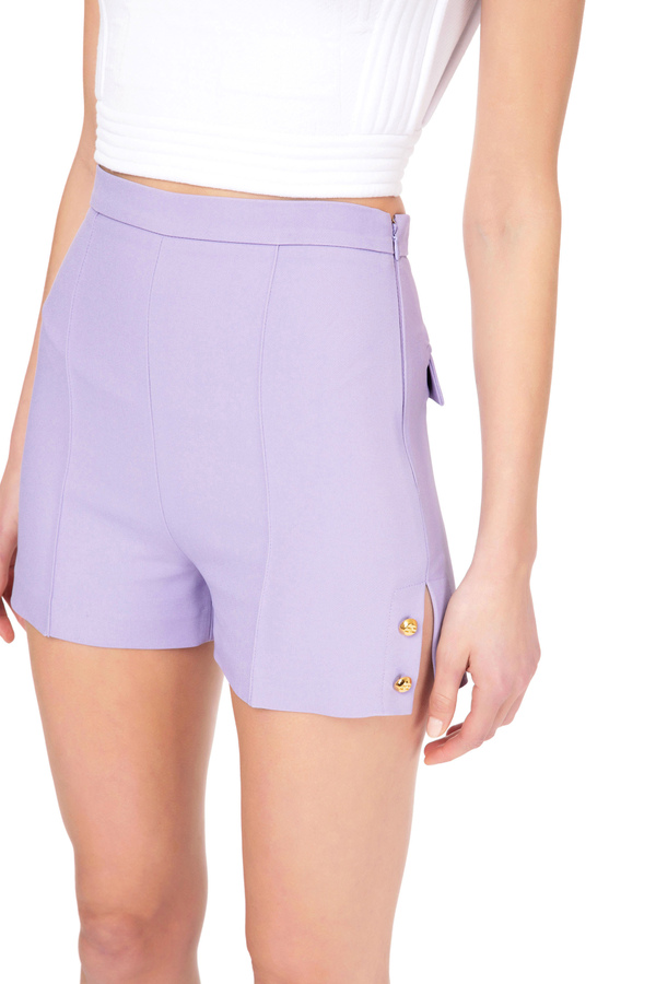 High waist shorts with side slits - Elisabetta Franchi® Outlet