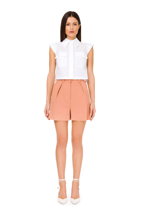 Two-tone high waist shorts - Elisabetta Franchi® Outlet