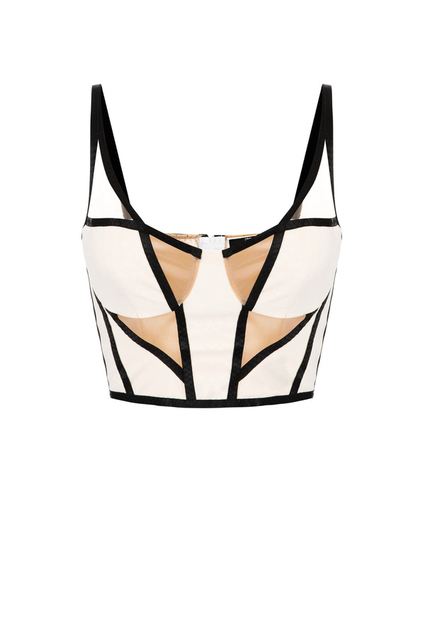 Two-tone top in bi-elastic fabric - Elisabetta Franchi® Outlet