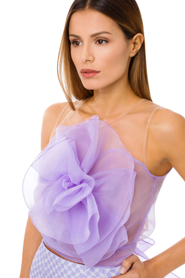 Top in organza fabric with maxi ruffles - Elisabetta Franchi® Outlet