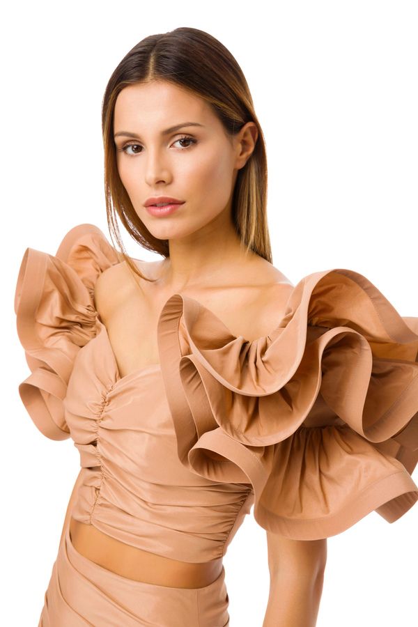 Ottoman top with ruffled sleeves - Elisabetta Franchi® Outlet