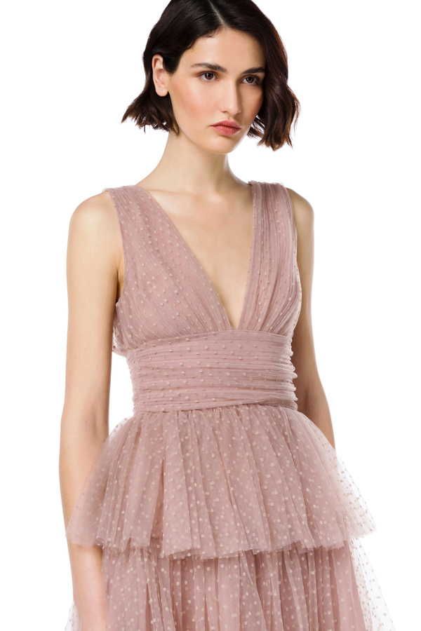 Mini dress in tulle with velvet polka dots - Elisabetta Franchi® Outlet