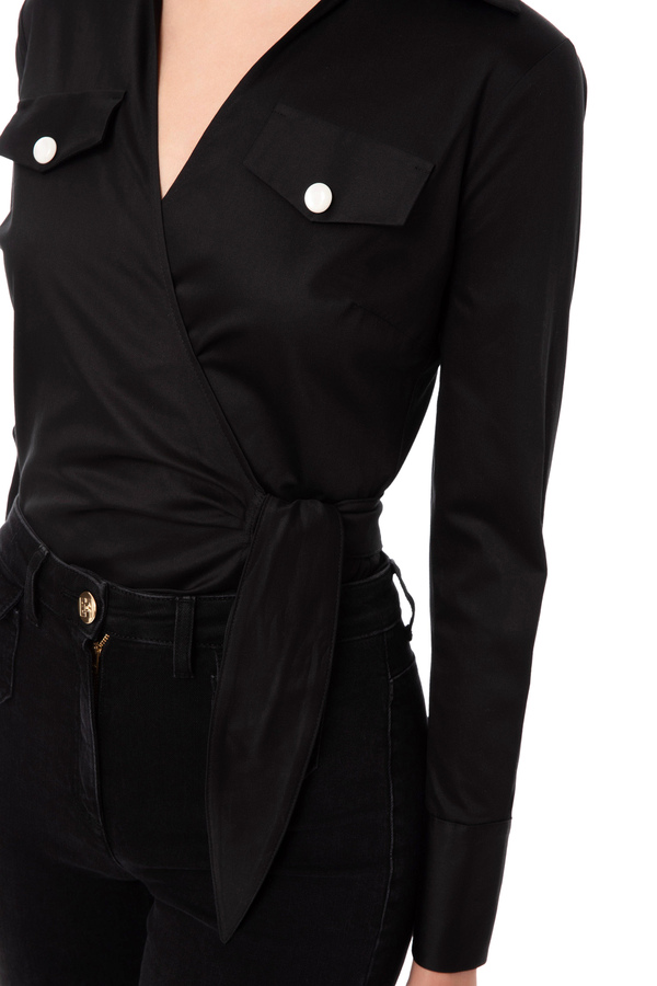Short shirt with bow - Elisabetta Franchi® Outlet