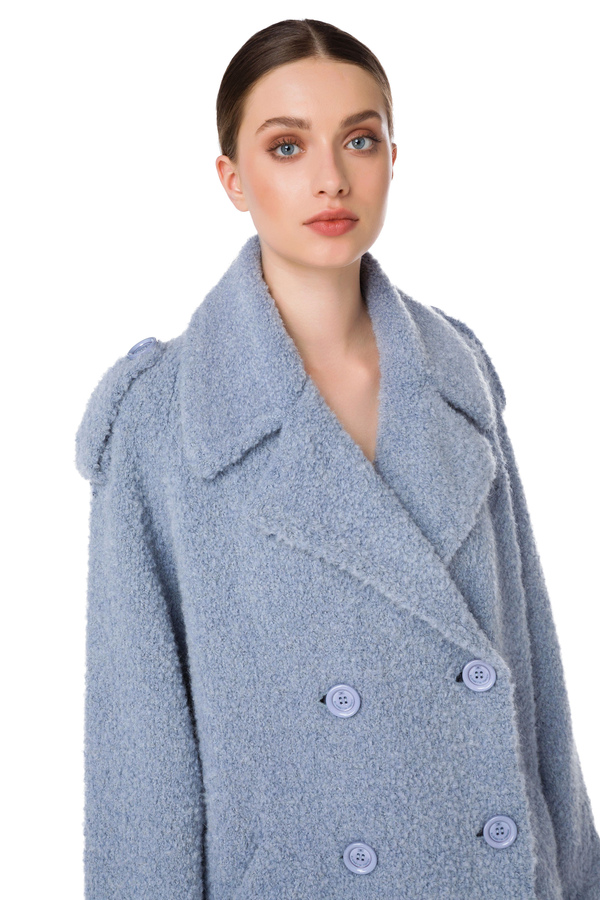 Mantel aus Bouclé mit Maxi-Revers - Elisabetta Franchi® Outlet