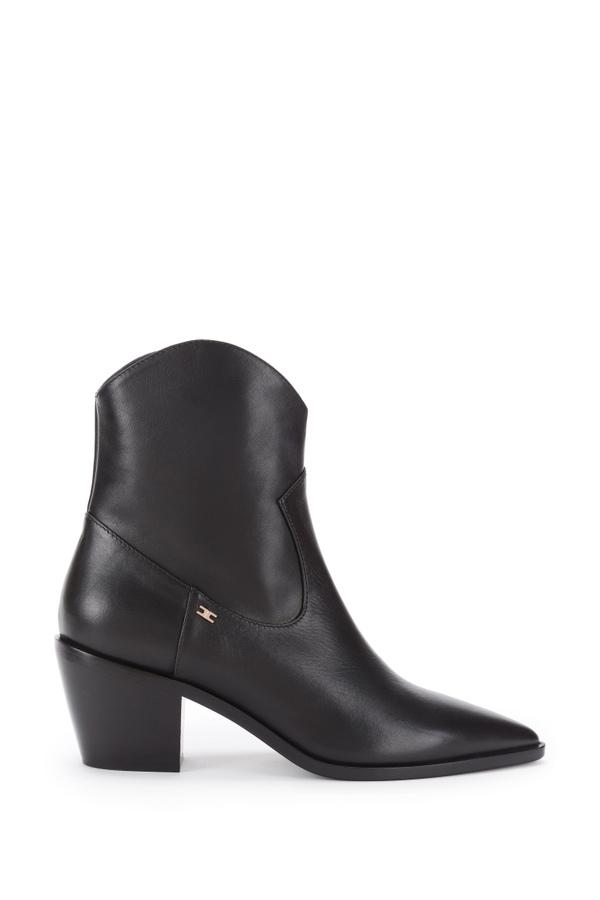 Low Texan leather ankle boot - Elisabetta Franchi® Outlet