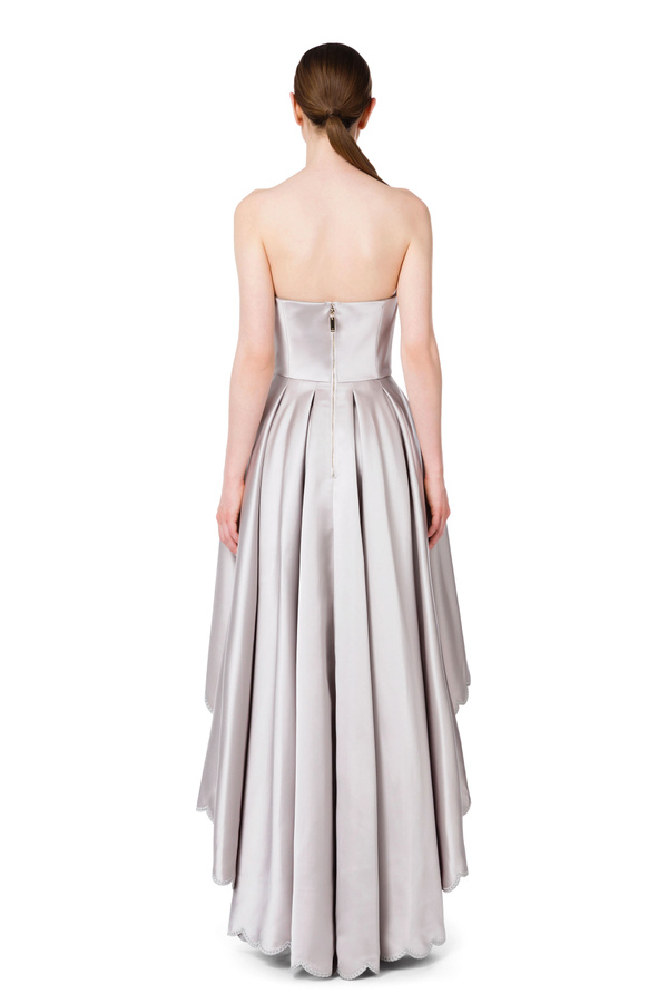 Kleid aus Duchesse mit Falbeln - Elisabetta Franchi® Outlet