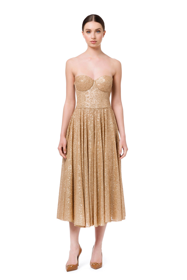 Full sequin bustier dress - Elisabetta Franchi® Outlet