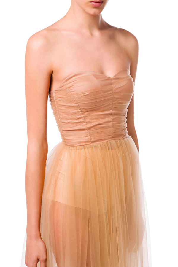 TULLE DRESS WITH HEART NECK - Elisabetta Franchi® Outlet