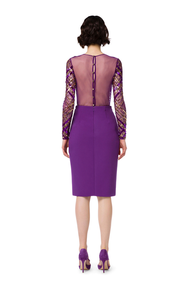 Pailletten-Kleid mit Tartan-Print - Elisabetta Franchi® Outlet