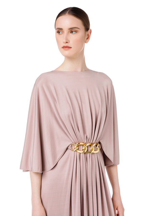 Empire-waist gown with light gold chain - Elisabetta Franchi® Outlet