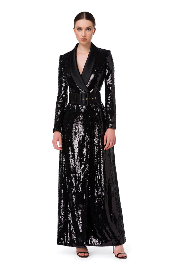 Full sequin long coat dress - Elisabetta Franchi® Outlet