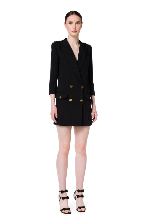 Coat dress with light gold buttons - Elisabetta Franchi® Outlet
