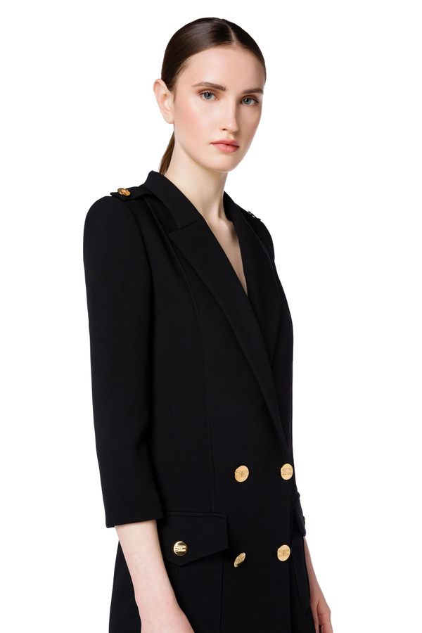 Coat dress with light gold buttons - Elisabetta Franchi® Outlet