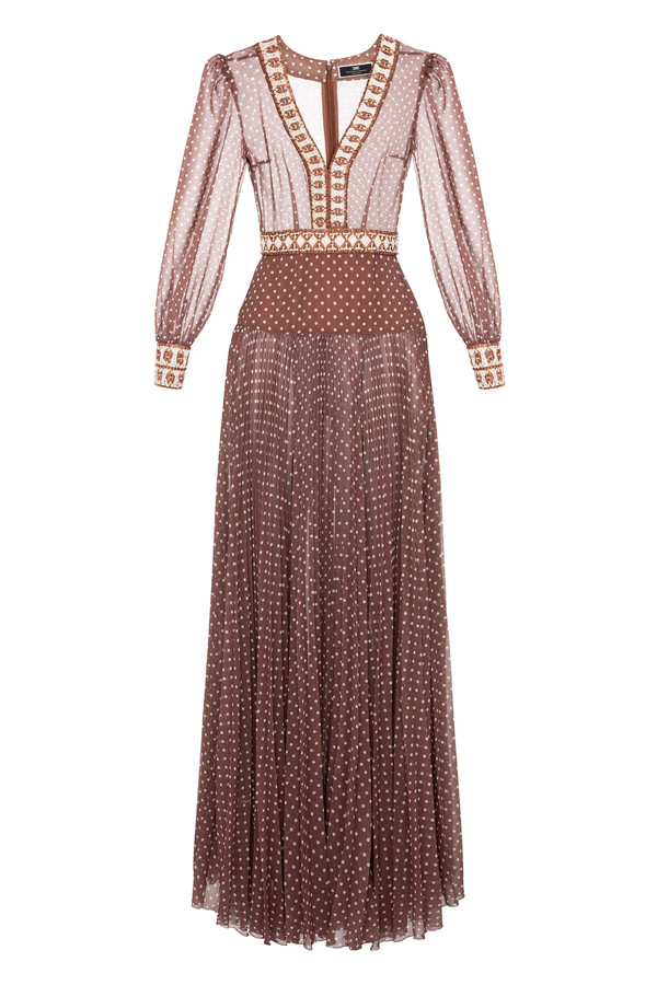 Red Carpet dress with polka dots and neckline - Elisabetta Franchi® Outlet