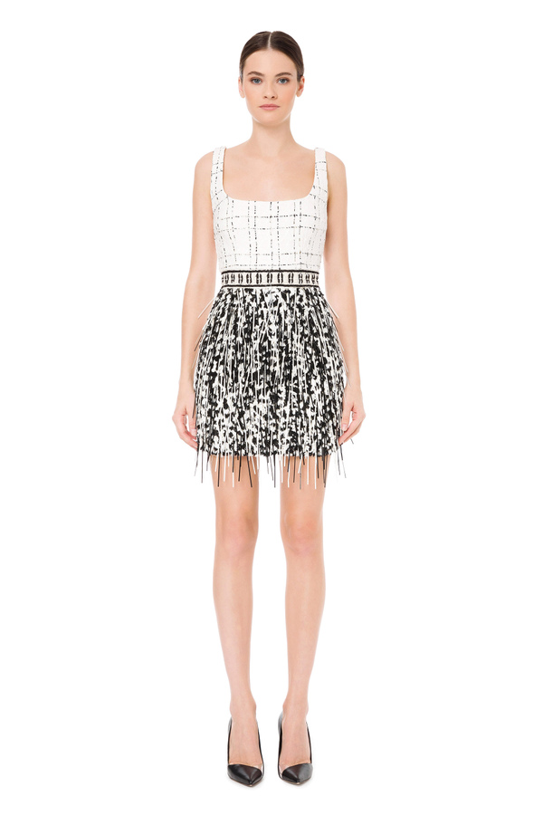 Mini sleeveless dress in tweed and sequins - Elisabetta Franchi® Outlet