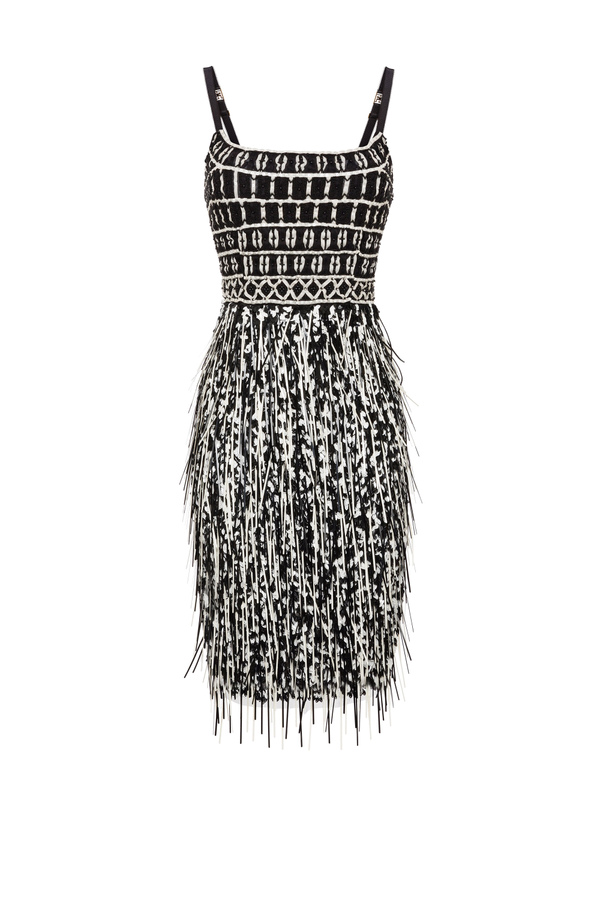 Fabric sheath dress with embroidery - Elisabetta Franchi® Outlet