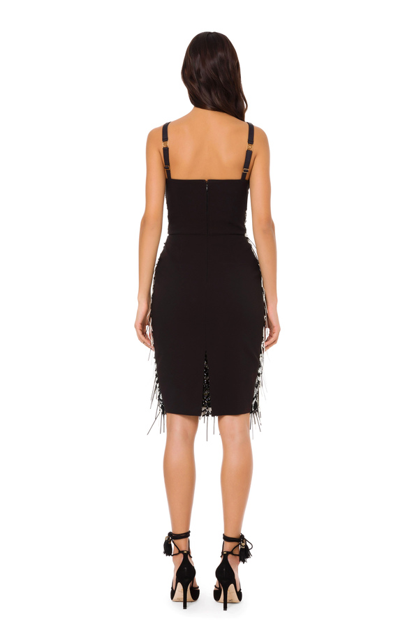 Fabric sheath dress with embroidery - Elisabetta Franchi® Outlet