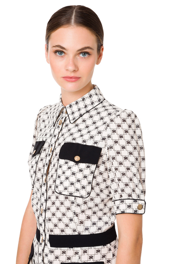 Shirt dress with contrasting pockets - Elisabetta Franchi® Outlet
