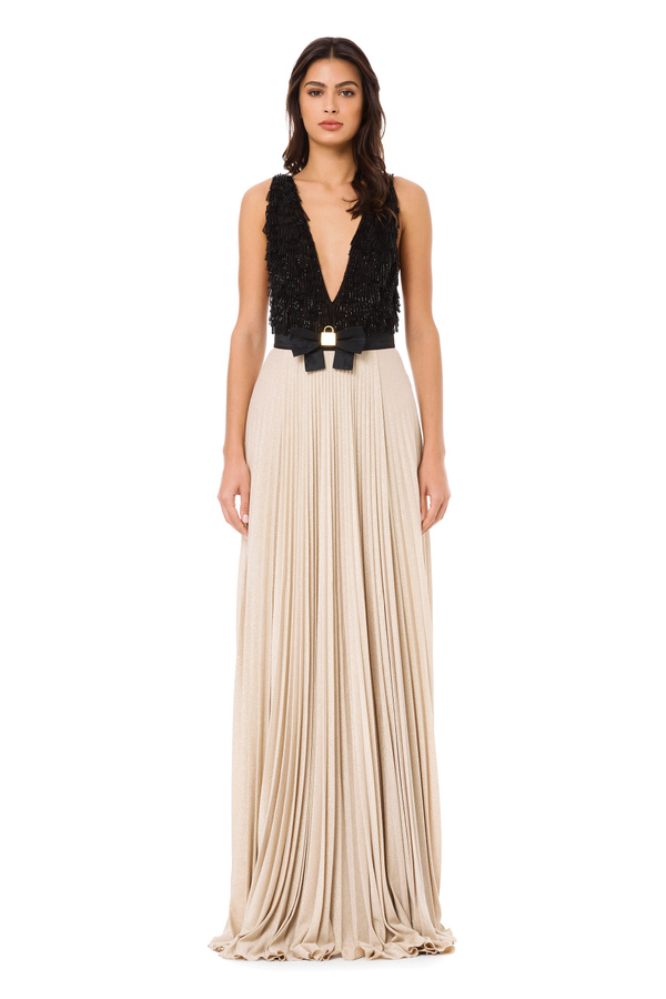 Red Carpet dress with embroidered bodice - Elisabetta Franchi® Outlet