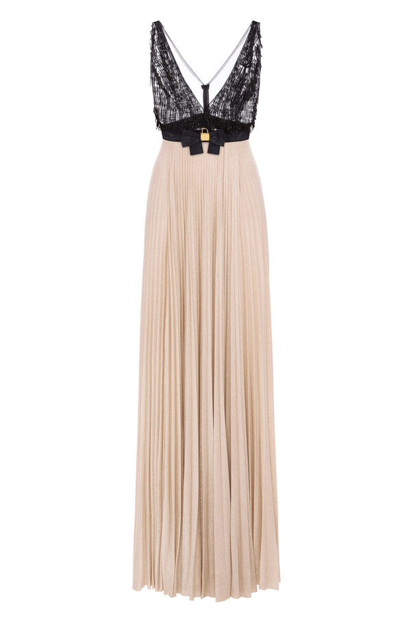 Red Carpet dress with embroidered bodice - Elisabetta Franchi® Outlet