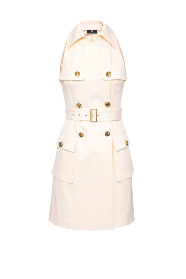 Cotton sleeveless dress with belt - Elisabetta Franchi® Outlet