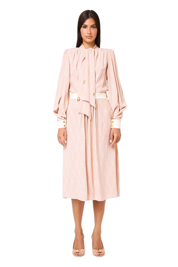 Shirt dress with scarf collar - Elisabetta Franchi® Outlet