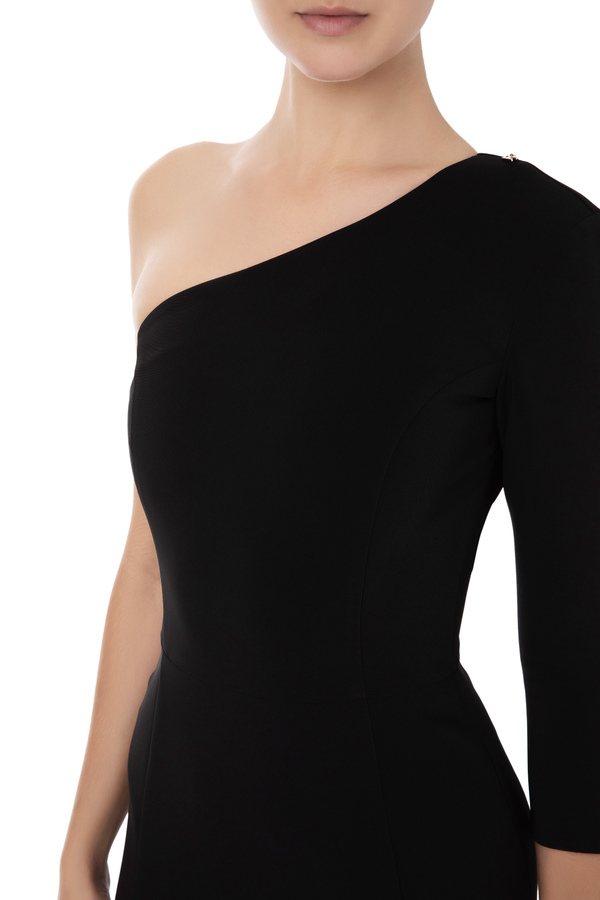 One-shoulder dress with 3/4 sleeves - Elisabetta Franchi® Outlet