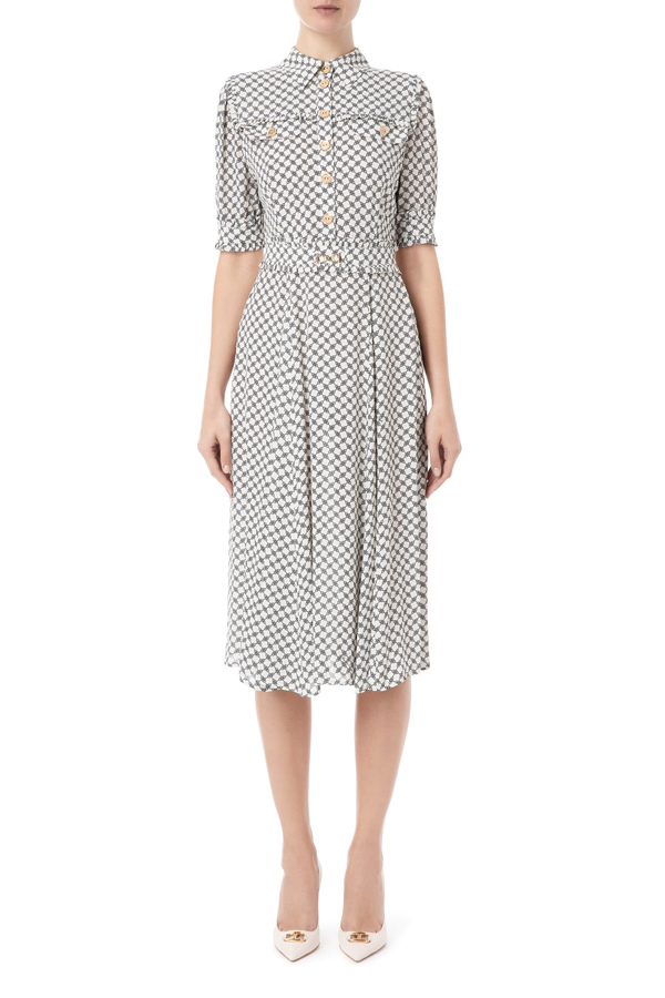 Shirt-dress with puff sleeves - Elisabetta Franchi® Outlet