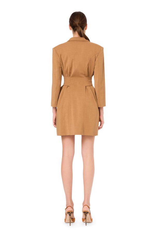 Coat dress in flowing gabardine fabric - Elisabetta Franchi® Outlet