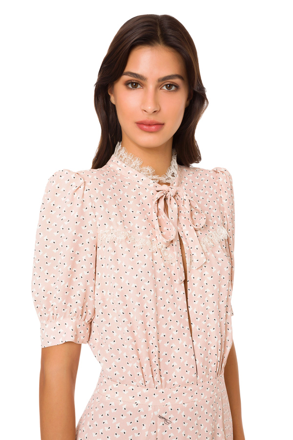 Elisabetta Franchi shirt-dress with micro butterfly print - Elisabetta Franchi® Outlet