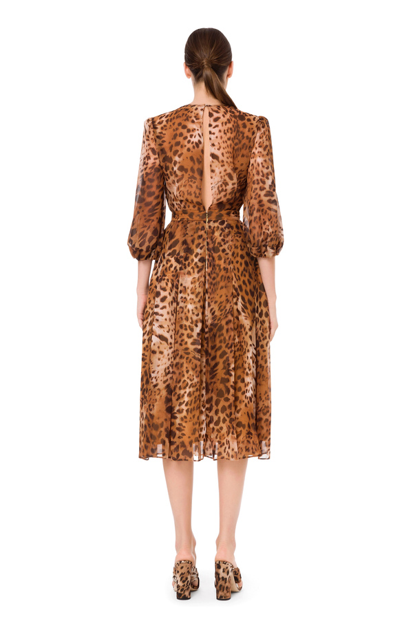 Dress in georgette fabric with spotted print - Elisabetta Franchi® Outlet