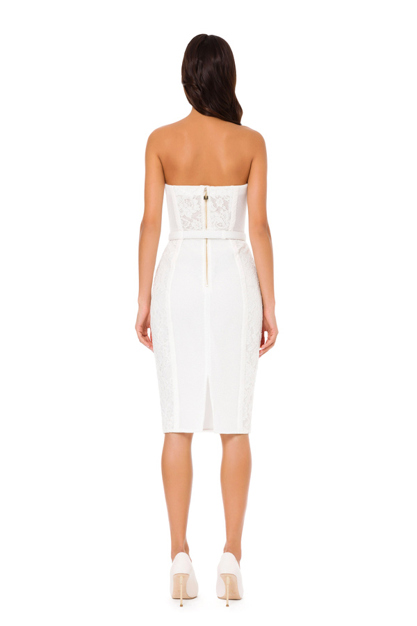 Sheath dress with sweetheart neckline and lace - Elisabetta Franchi® Outlet