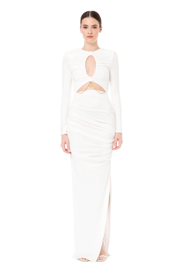 Red Carpet dress in viscose fabric with details - Elisabetta Franchi® Outlet